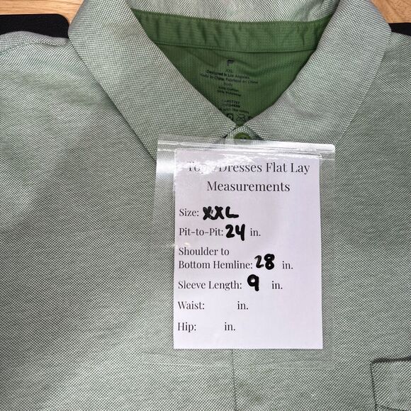 Fabletics Shirt Men XXL Green The Dash Short Sleeve Button Up Knit - Picture 6 of 6